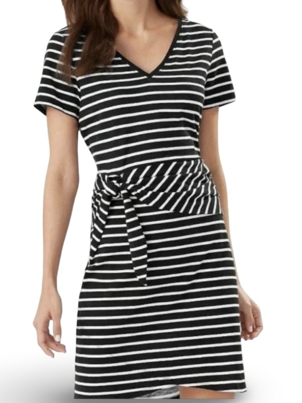 Tommy Bahama Sonoran Striped Twist Dress S Black Coastal Resort Nautical Chic